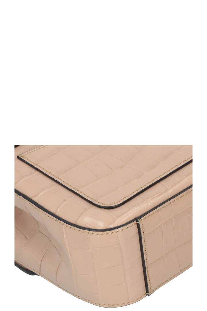 CHLOÉ Sac bandoulière à logo embossé croco C Nude