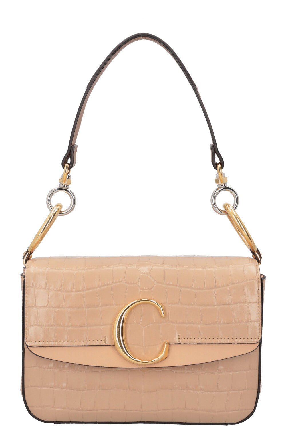 CHLOÉ C Croco Embossed Logo Crossbody Bag Nude