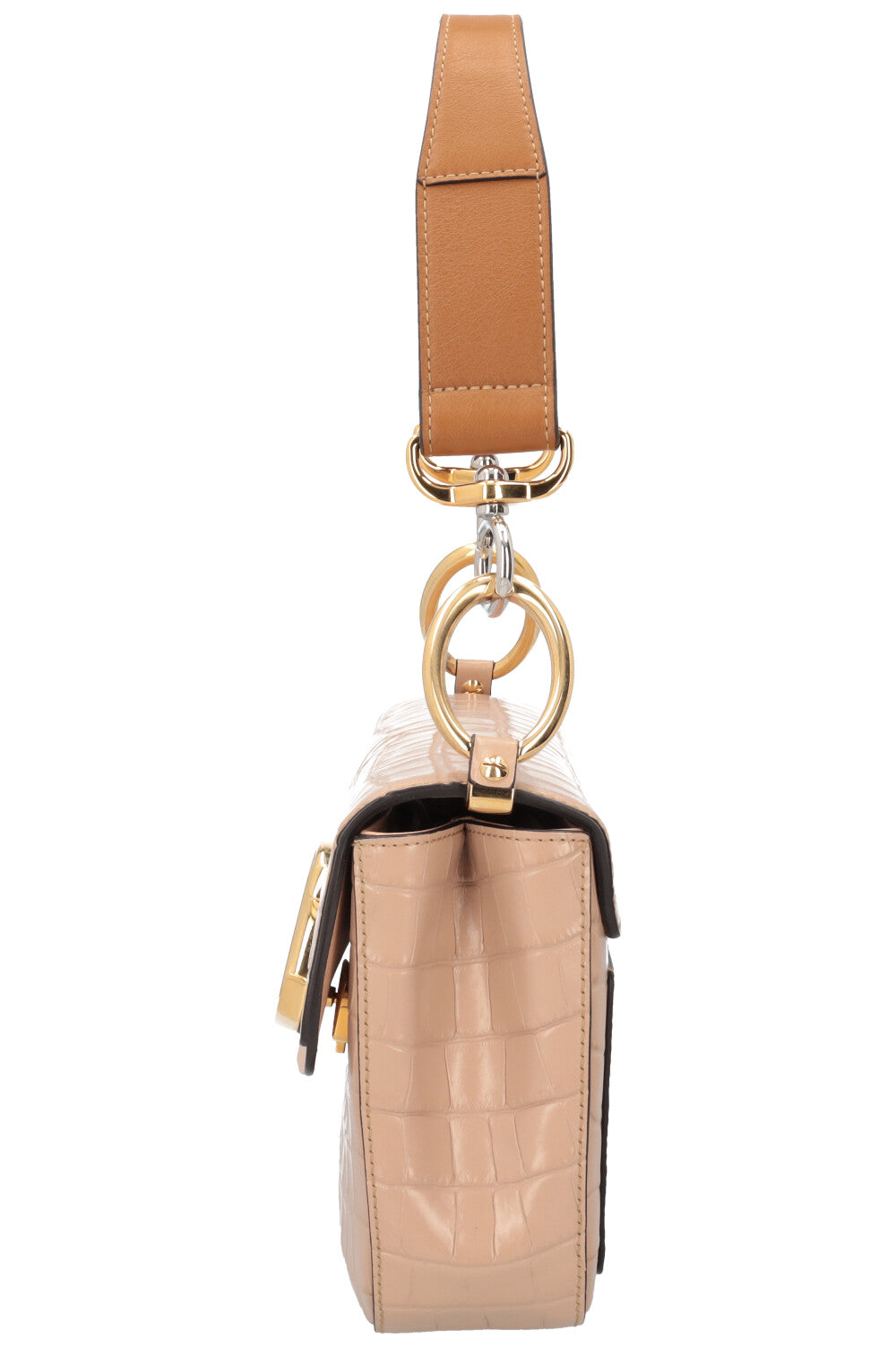 CHLOÉ C Croco Embossed Logo Crossbody Bag Nude