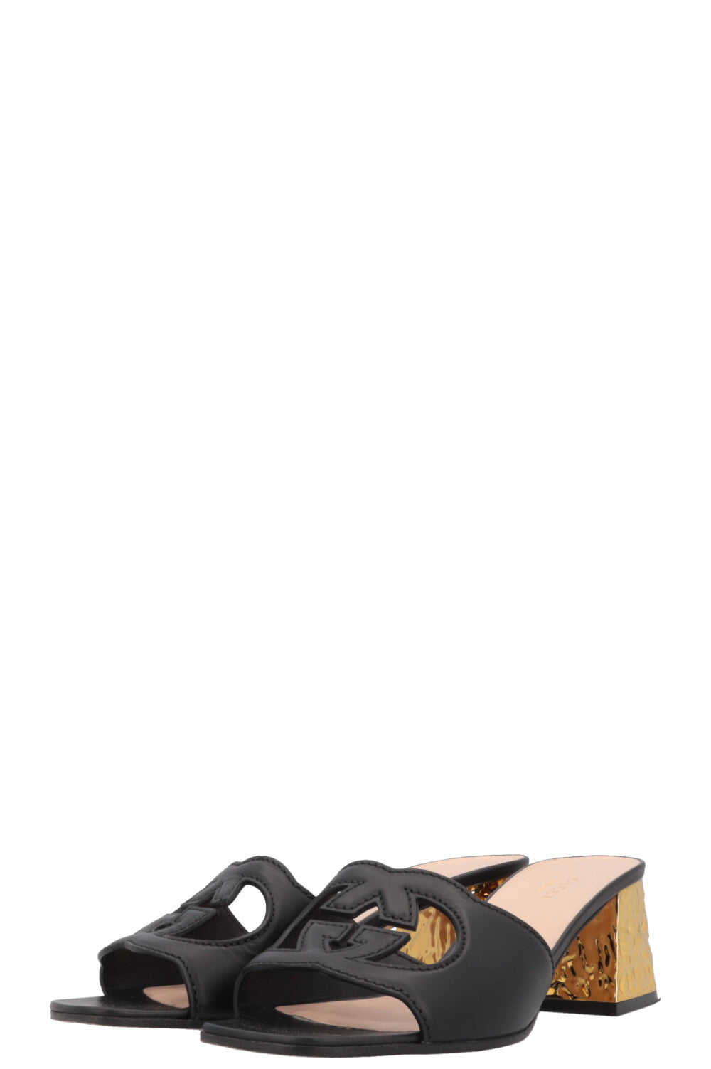 GUCCI Interlocking Mules Black Gold