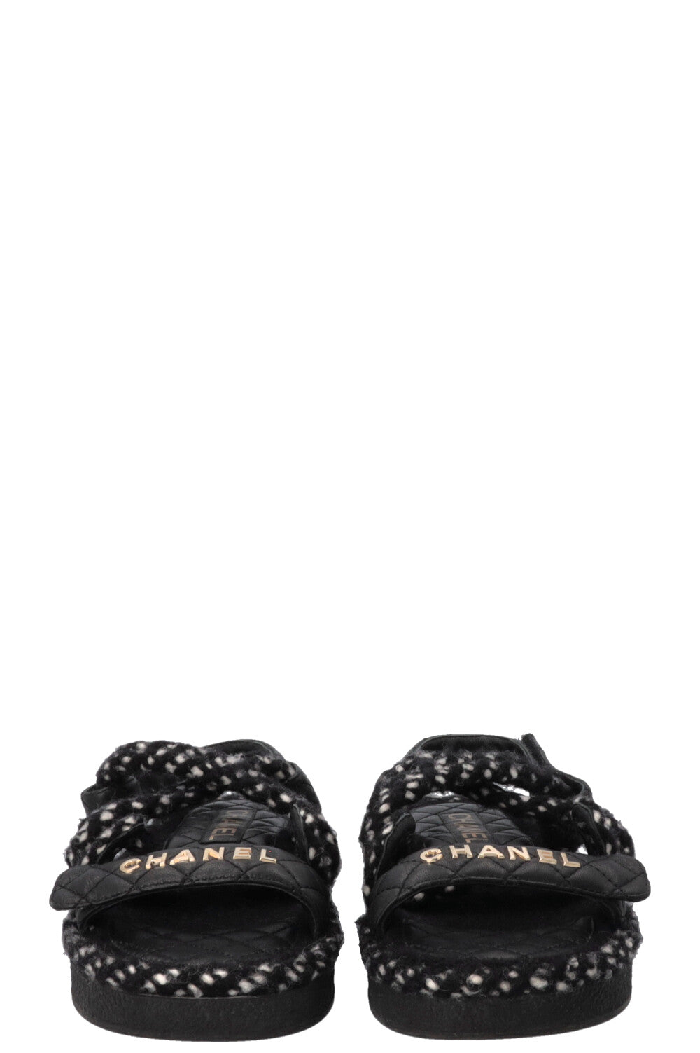 CHANEL Logo Dad Sandals Black