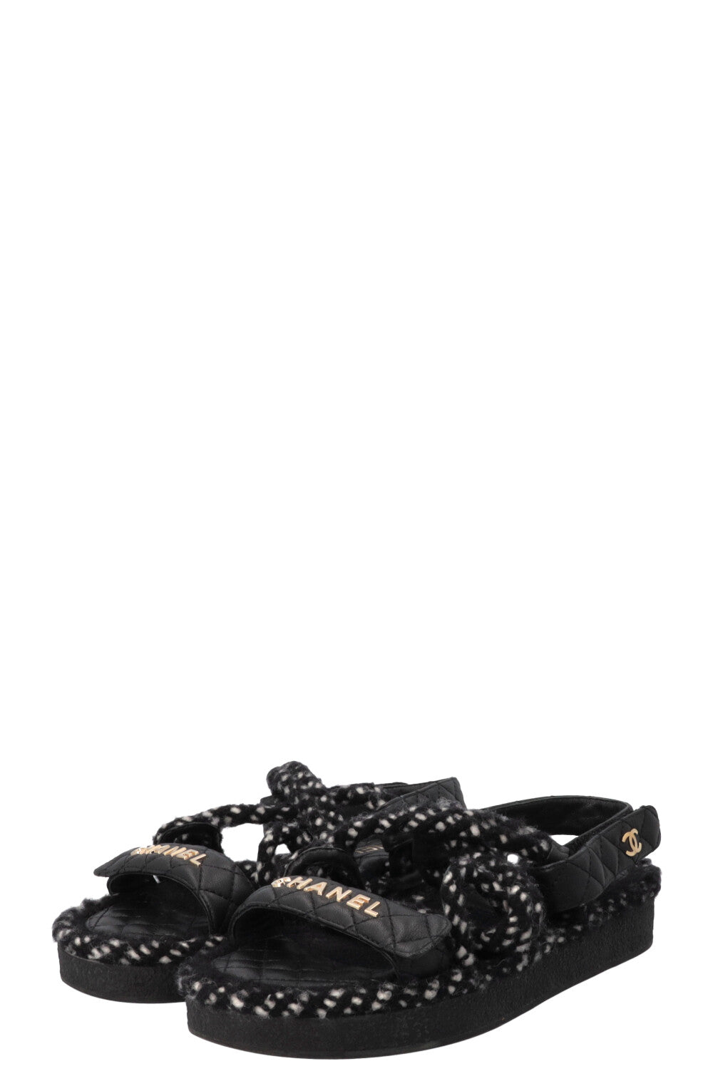 CHANEL Logo Dad Sandals Black