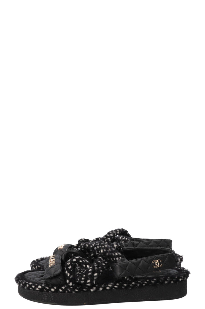 CHANEL Logo Dad Sandals Black