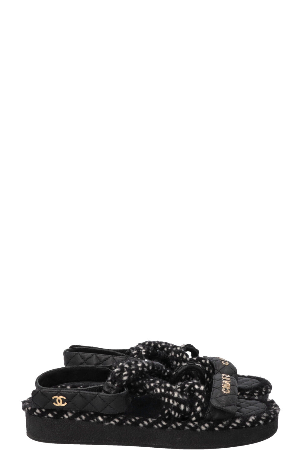 CHANEL Logo Dad Sandals Black