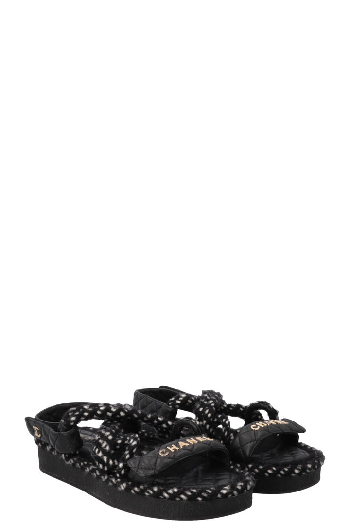 CHANEL Logo Dad Sandals Black