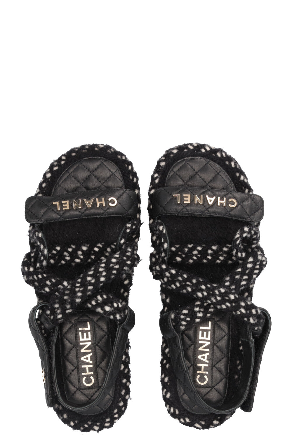 CHANEL Logo Dad Sandals Black