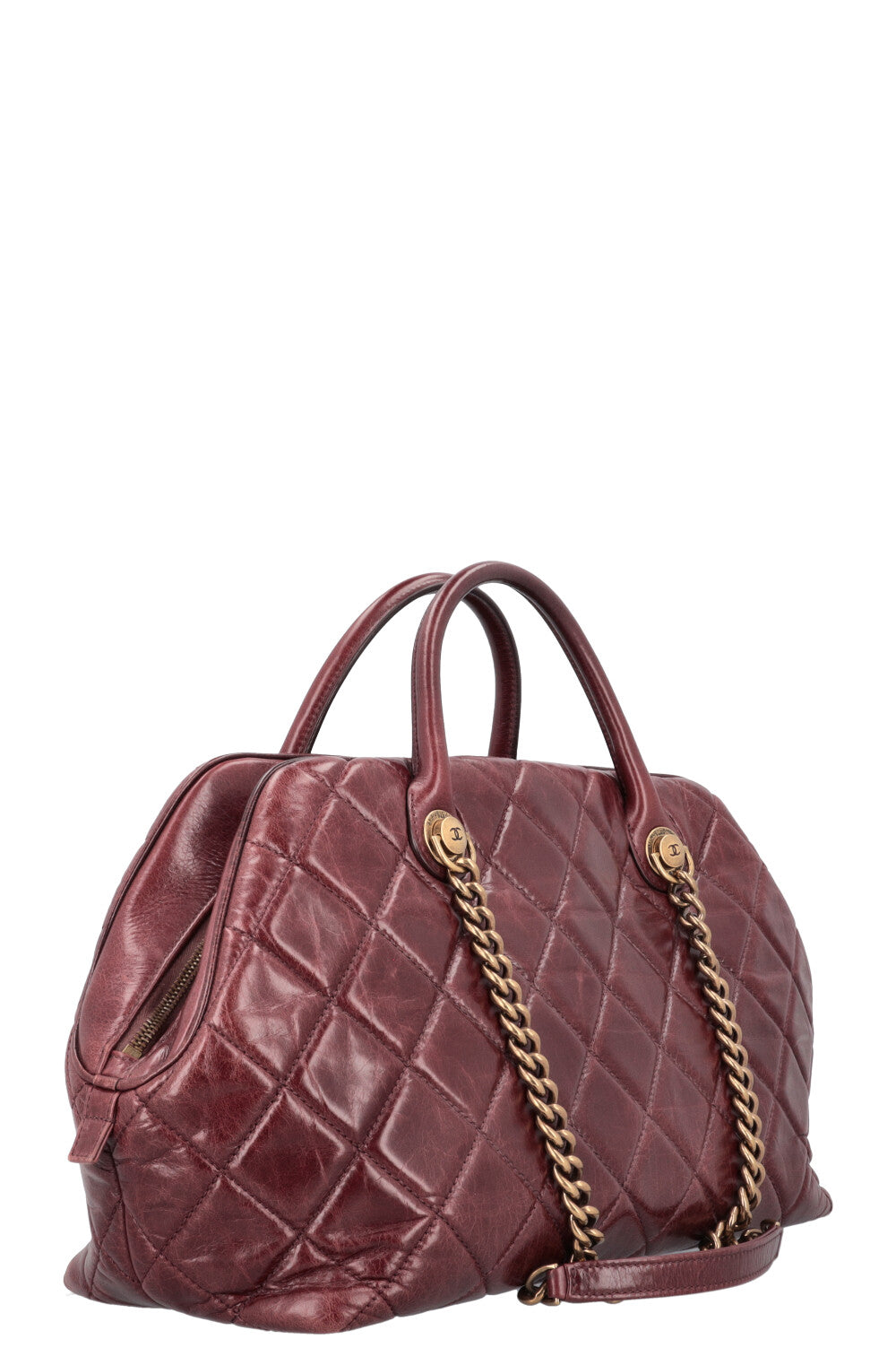 CHANEL Castle Rock Bowling Bag Leather Bordeaux