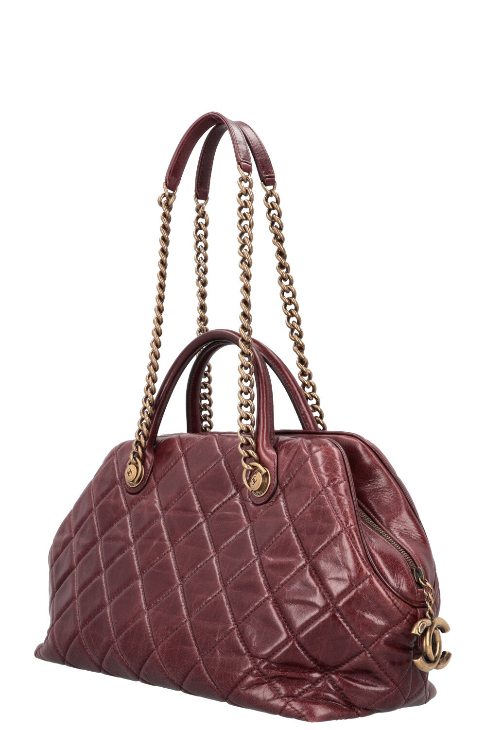 CHANEL Castle Rock Sac Bowling Cuir Bordeaux