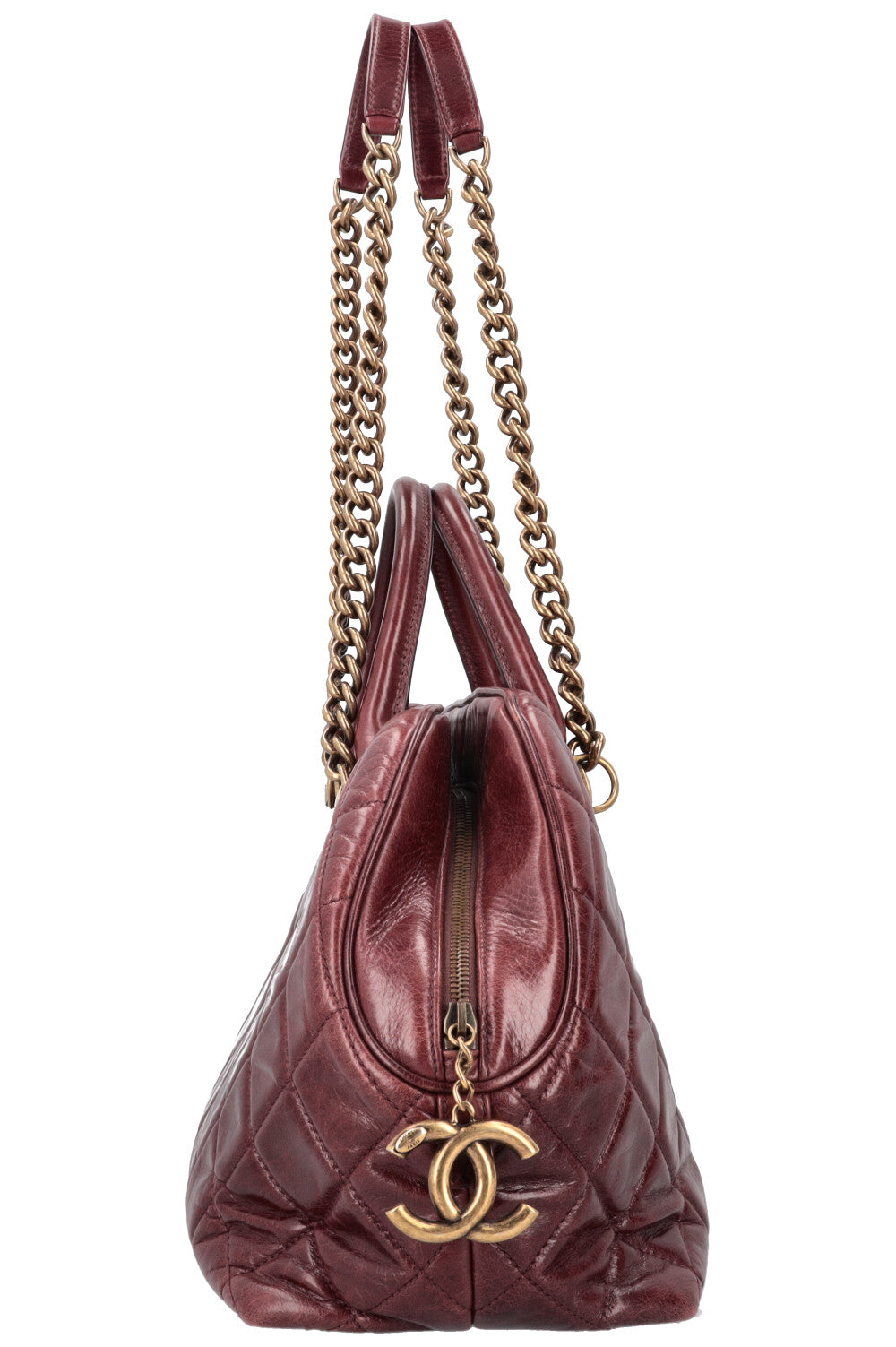 CHANEL Castle Rock Sac Bowling Cuir Bordeaux