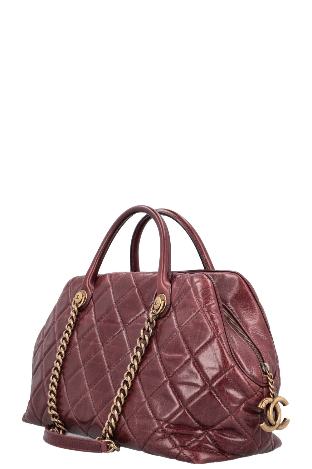 CHANEL Castle Rock Sac Bowling Cuir Bordeaux