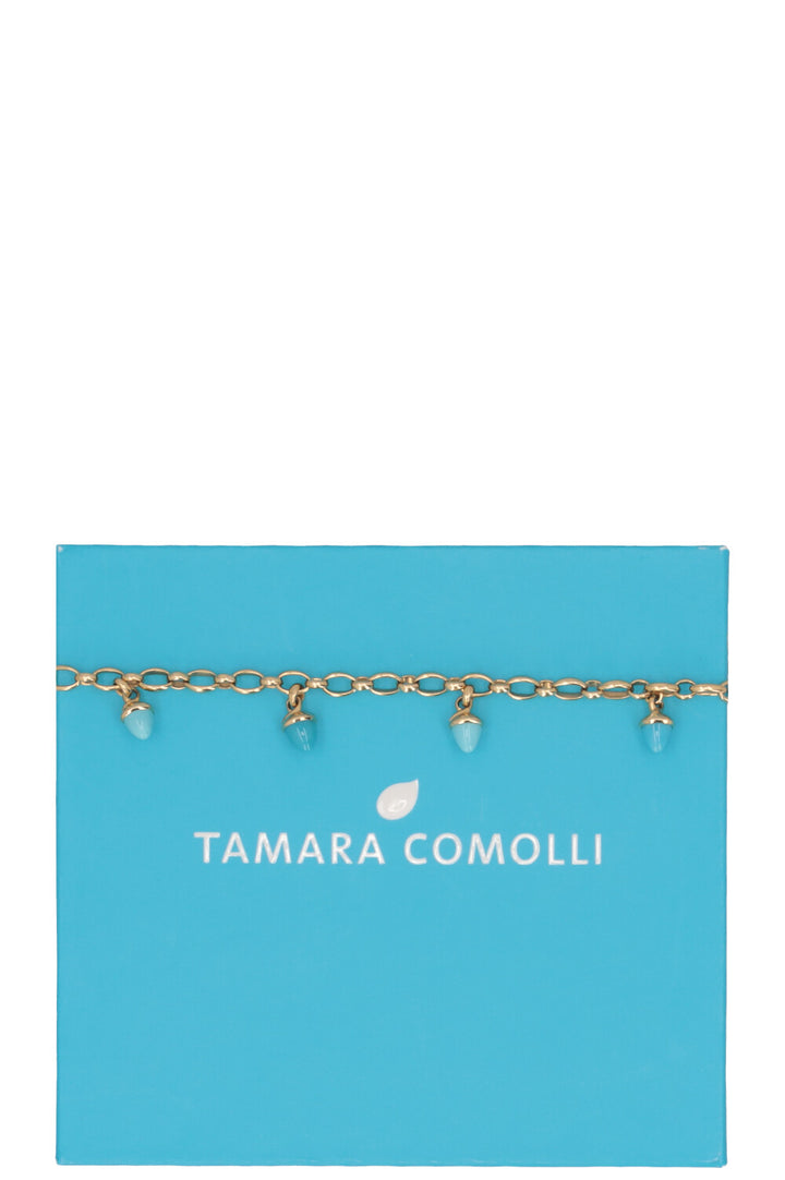 TAMARA COMOLLI Mikado Bracelet 18k Yellow Gold Diamond Pave Turquoise Diamonds