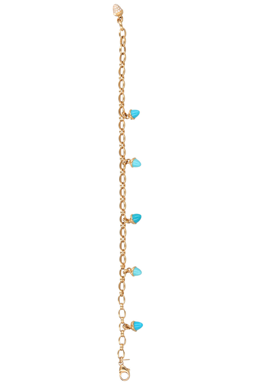 TAMARA COMOLLI Bracelet Mikado Or Jaune 18 Carats Pavé Diamants Turquoises