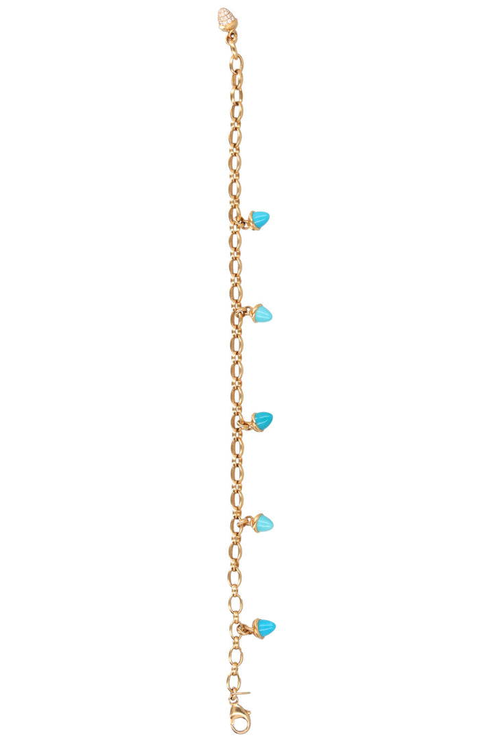 TAMARA COMOLLI Mikado Bracelet 18k Yellow Gold Diamond Pave Turquoise Diamonds