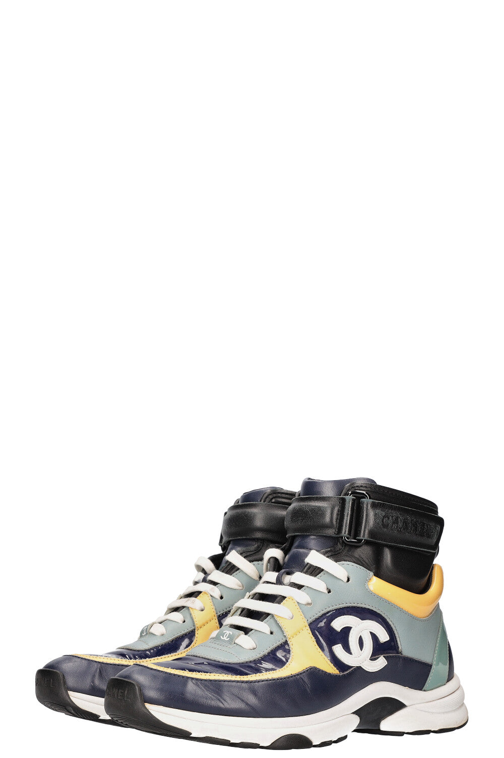 CHANEL High Top Sneakers Patent Blue REAWAKE