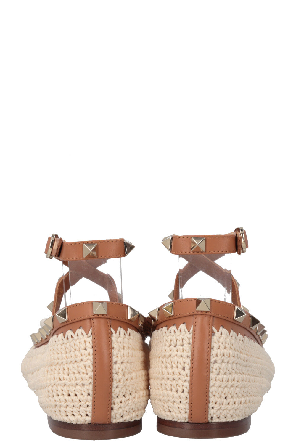 VALENTINO Ballerines Rockstud en raphia en cuir