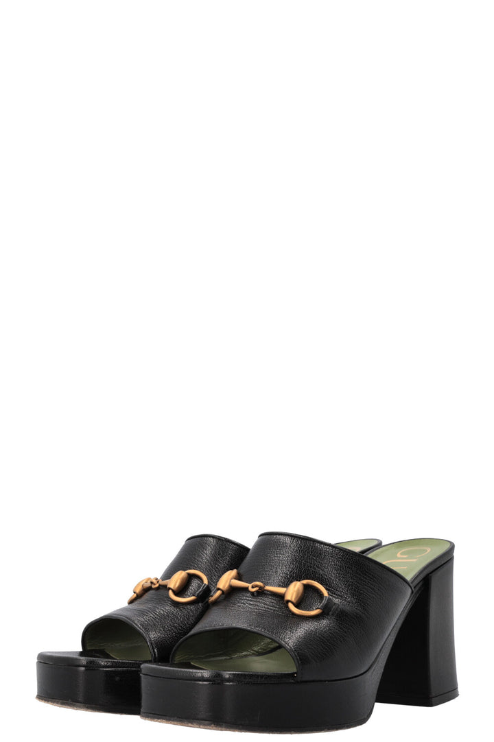 GUCCI Houdan Horsebit Plateau Heels Black