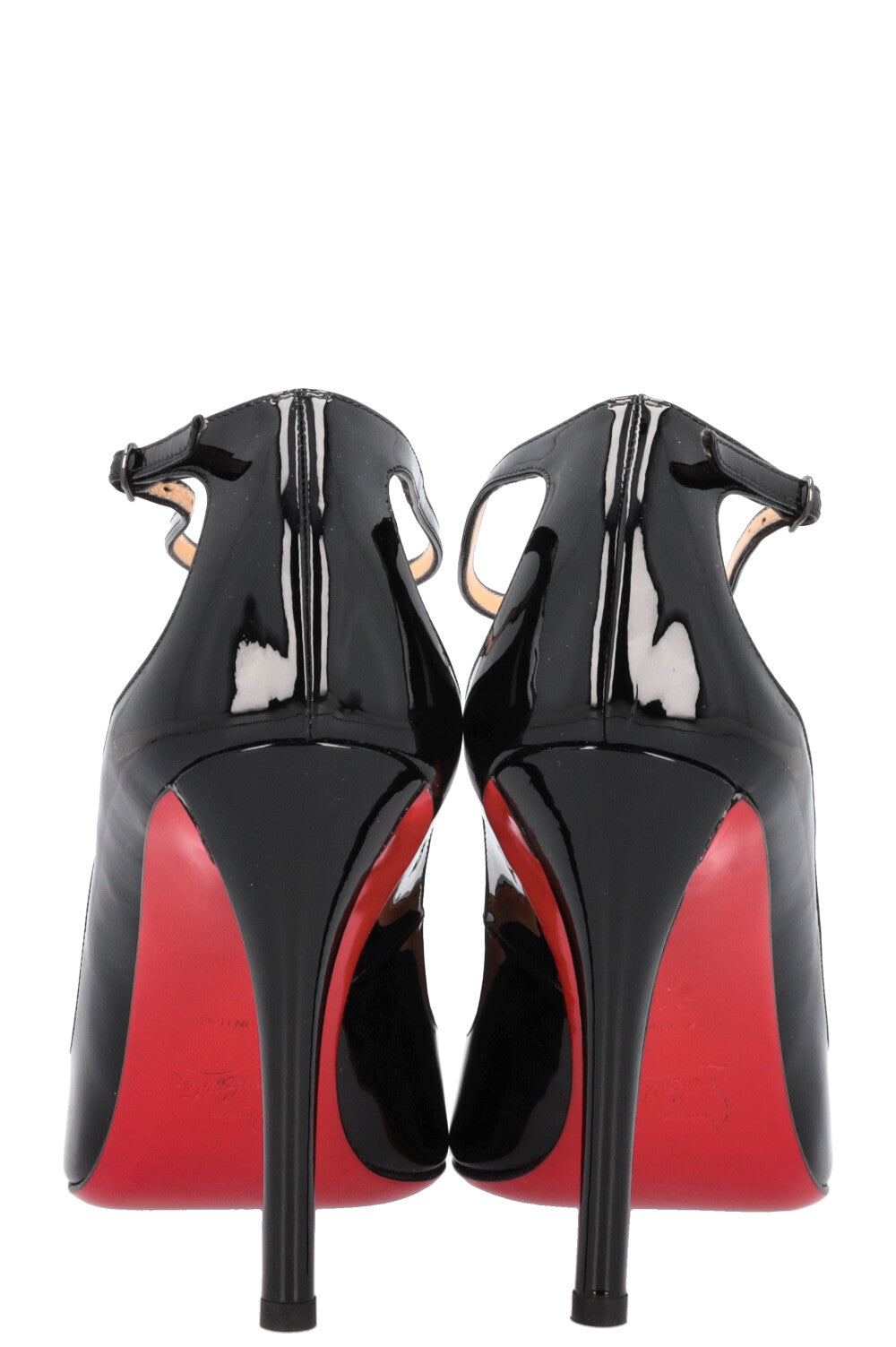 CHRISTIAN LOUBOUTIN Talons a bride en T Vernis noir REAWAKE