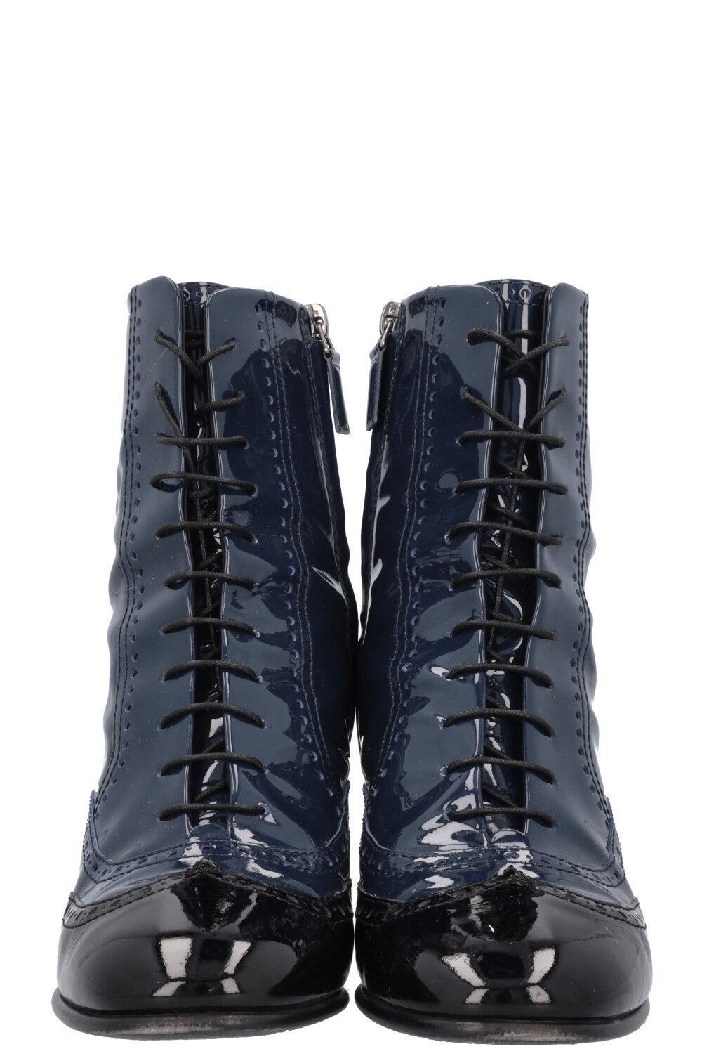 CHANEL Boots Patent Black Navy