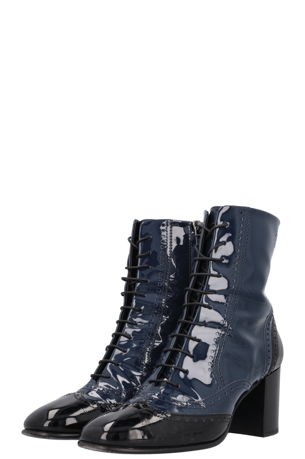 CHANEL Boots Patent Black Navy