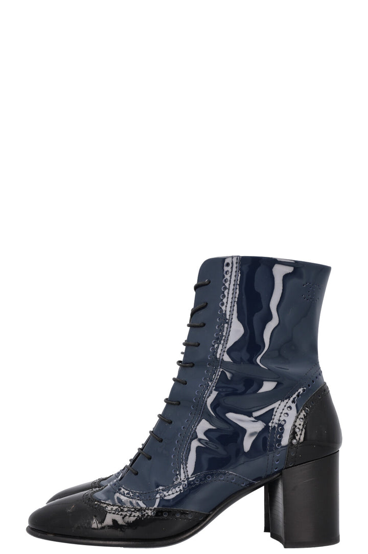 CHANEL Boots Patent Black Navy