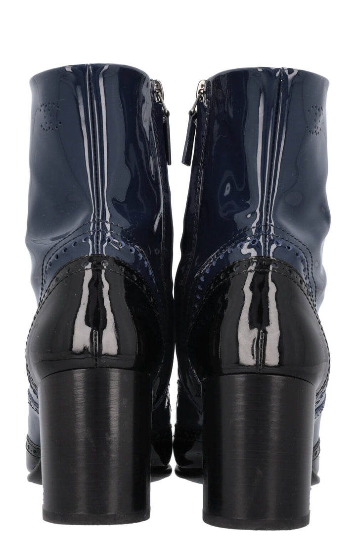 CHANEL Boots Patent Black Navy