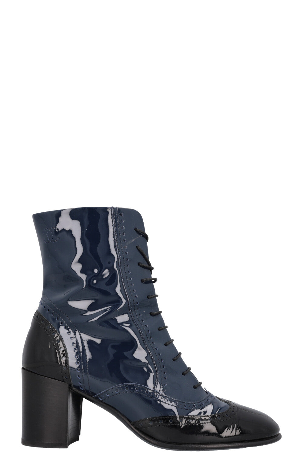 CHANEL Boots Patent Black Navy