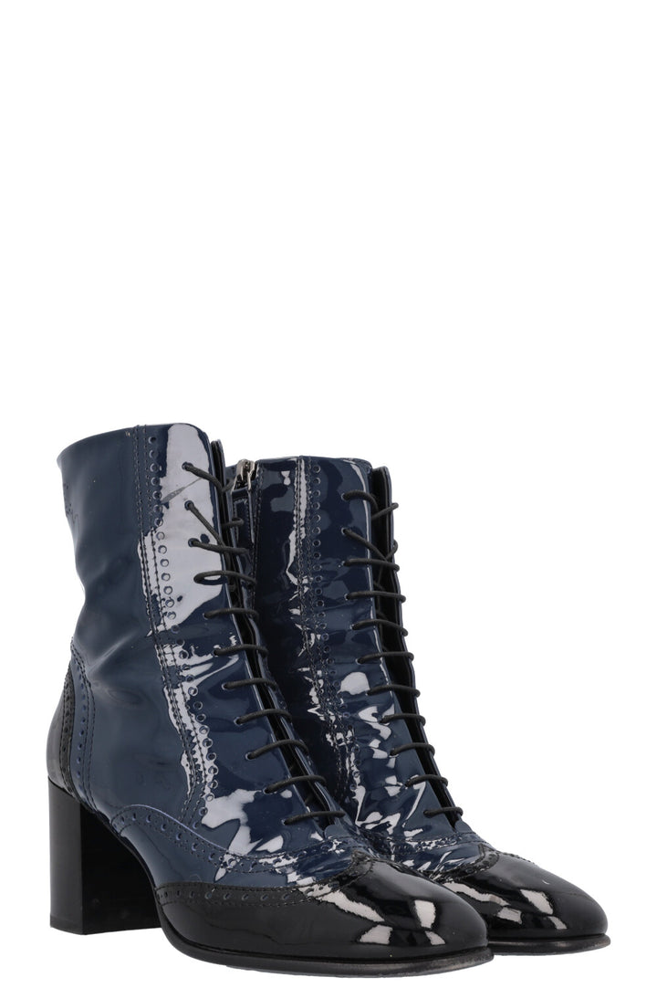 CHANEL Boots Patent Black Navy