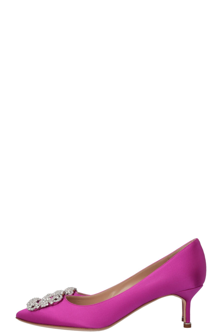 MANOLO BLAHNIK Hangisi Heels Satin Purple