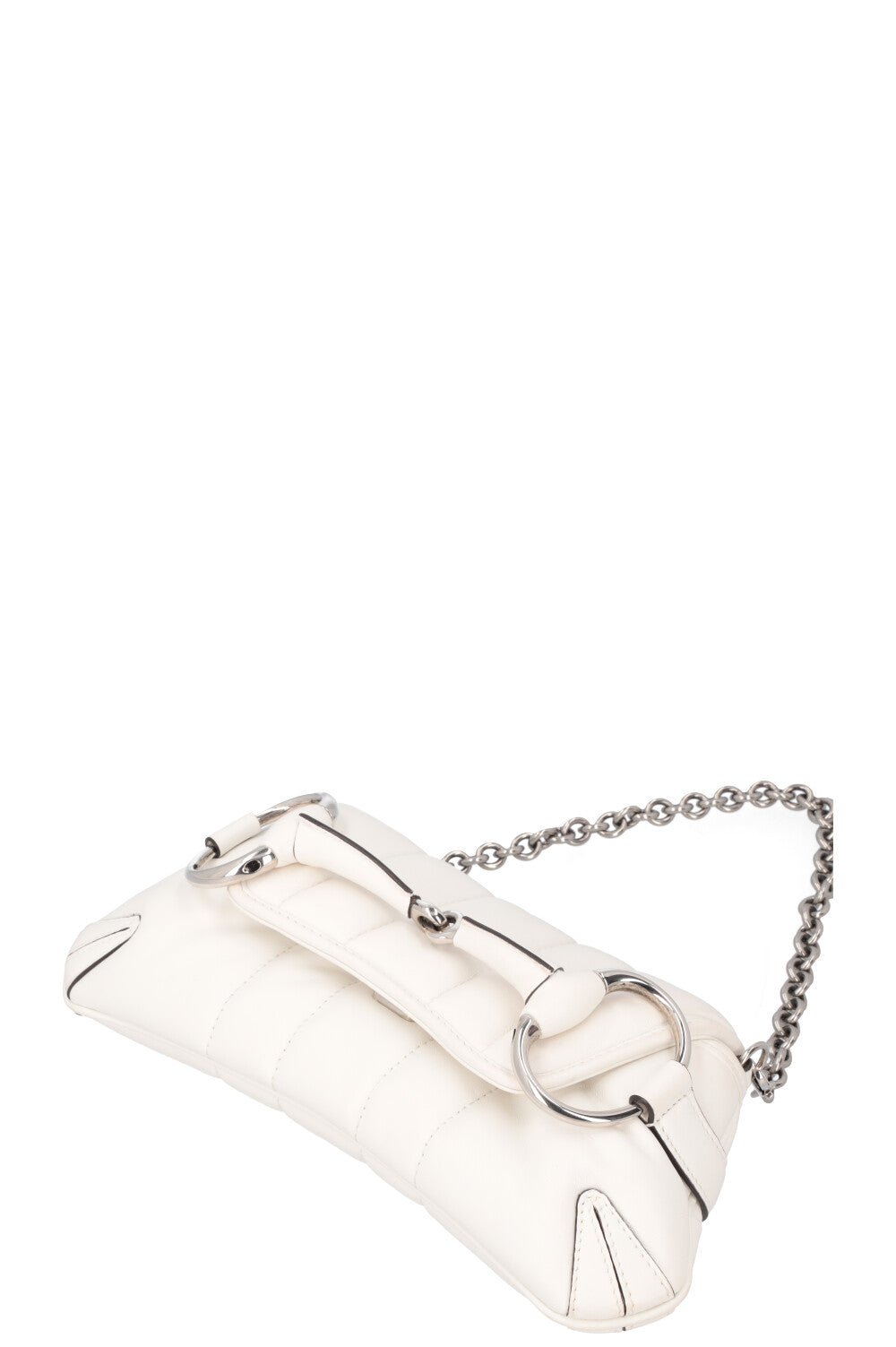 GUCCI Horsebit Chain Small Bag Leather White