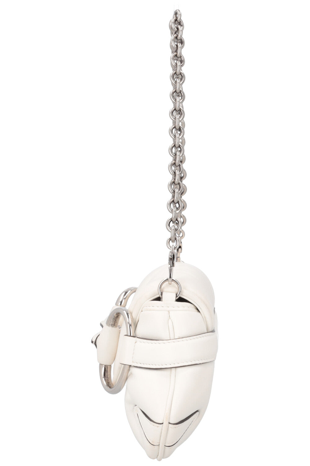 GUCCI Horsebit Chain Small Bag Leather White