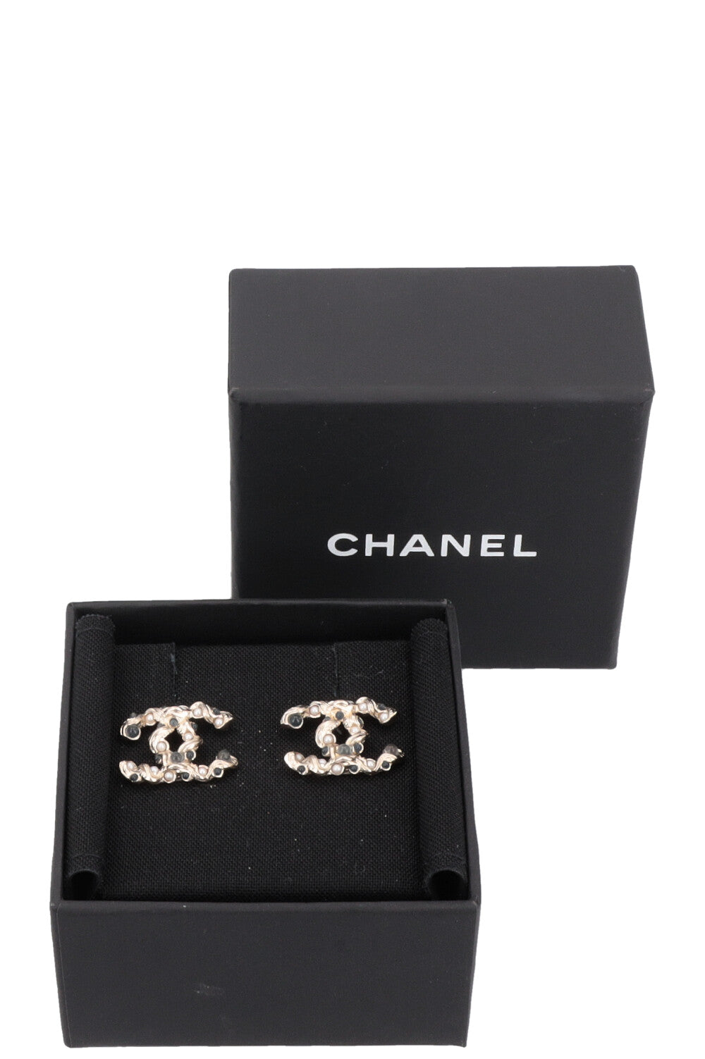 Chanel 2018 Braided Pearl CC Earrings Champagne