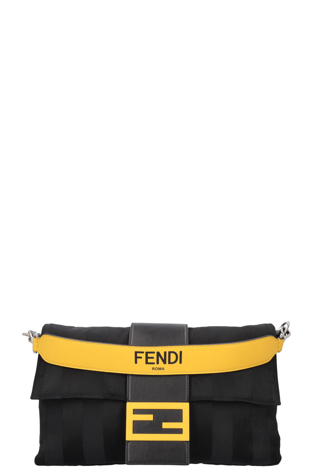 FENDI Sunflower Baguette Bag Canvas Black