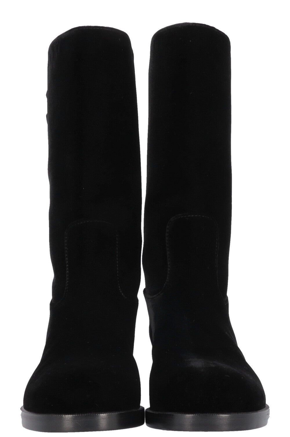 CHANEL CC Boots Velvet Black