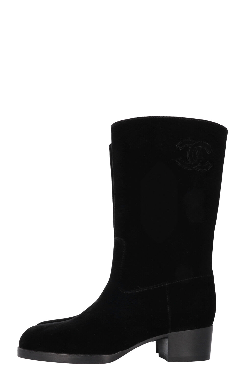 CHANEL CC Boots Velvet Black