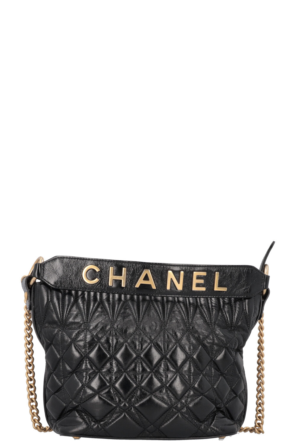 CHANEL 2019 Logo Hobo Crossbody Bag Black REAWAKE