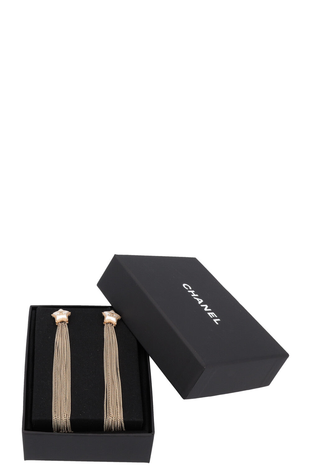 CHANEL 2018 Shooting Star CC Tassel Earrings Gold