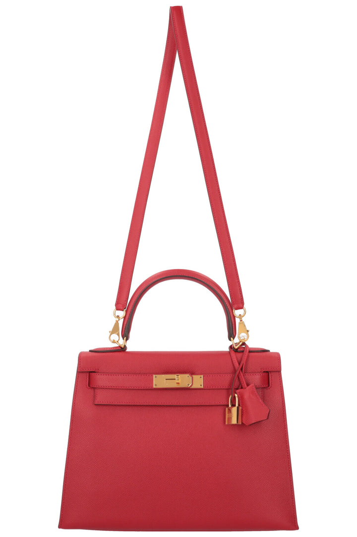 HERMÈS Kelly 28 Epsom Rouge Casaque