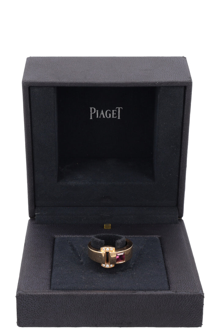 PIAGET Miss Protocol Ring Diamond Rhodonite 18k Yellow Gold