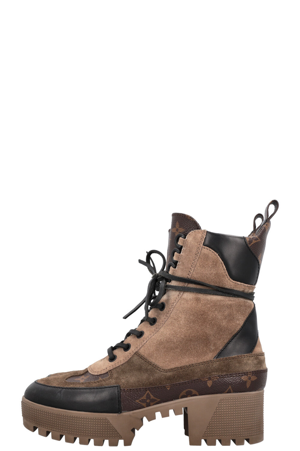 LOUIS VUITTON Laureate Combat Boots Khaki Suede REAWAKE