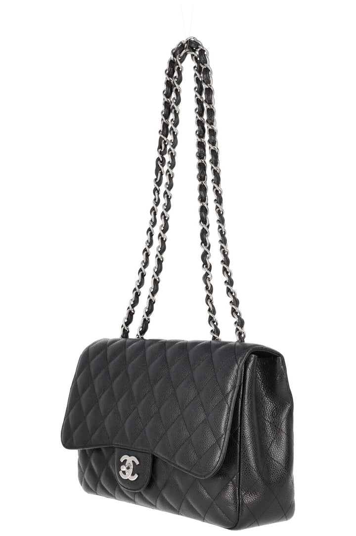 CHANEL Large Single Flap Bag Caviar Black