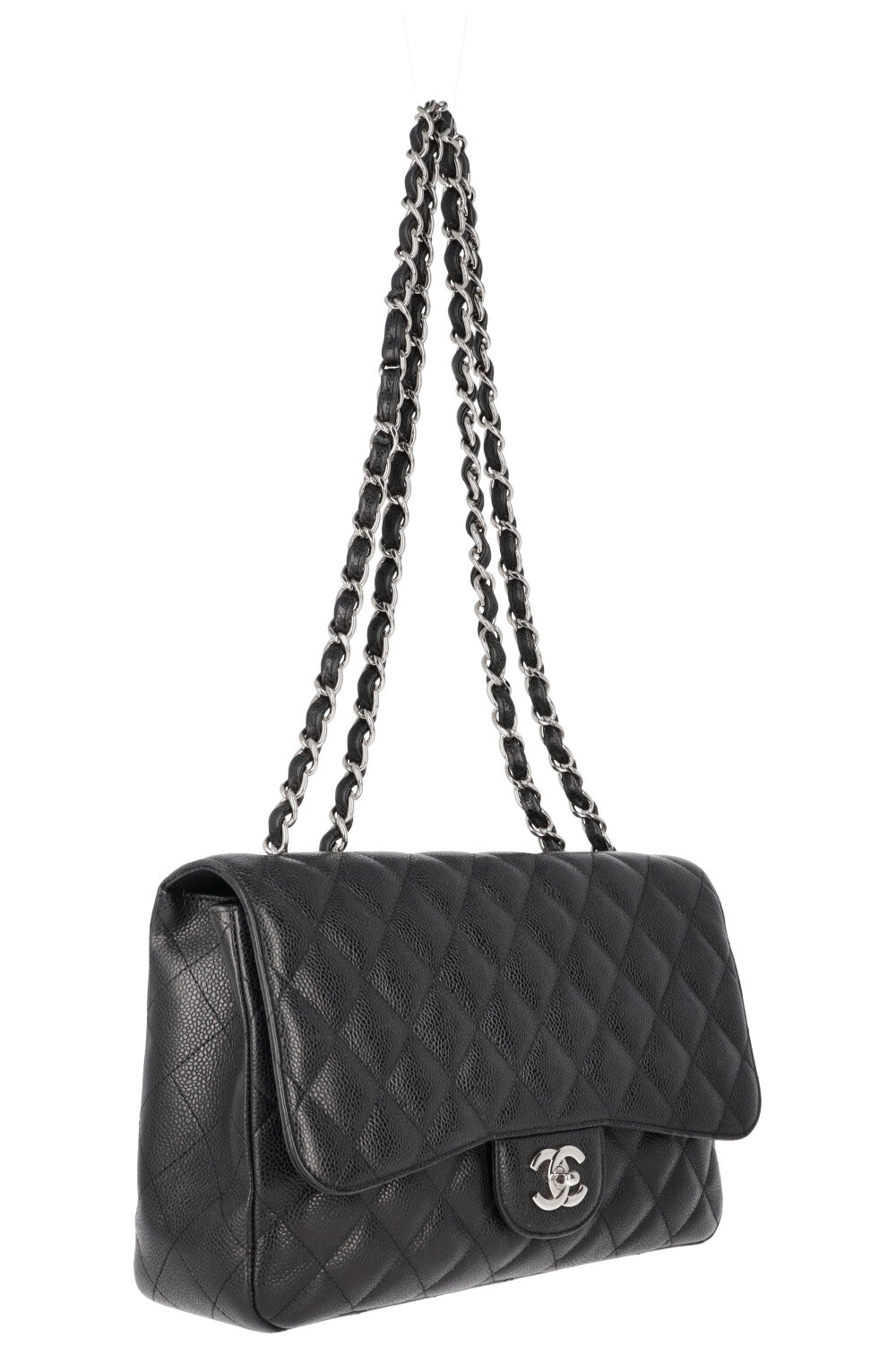 CHANEL Large Single Flap Bag Caviar Black