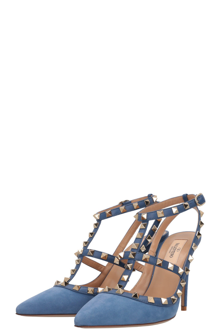 VALENTINO Rockstud Heels Suede Blue