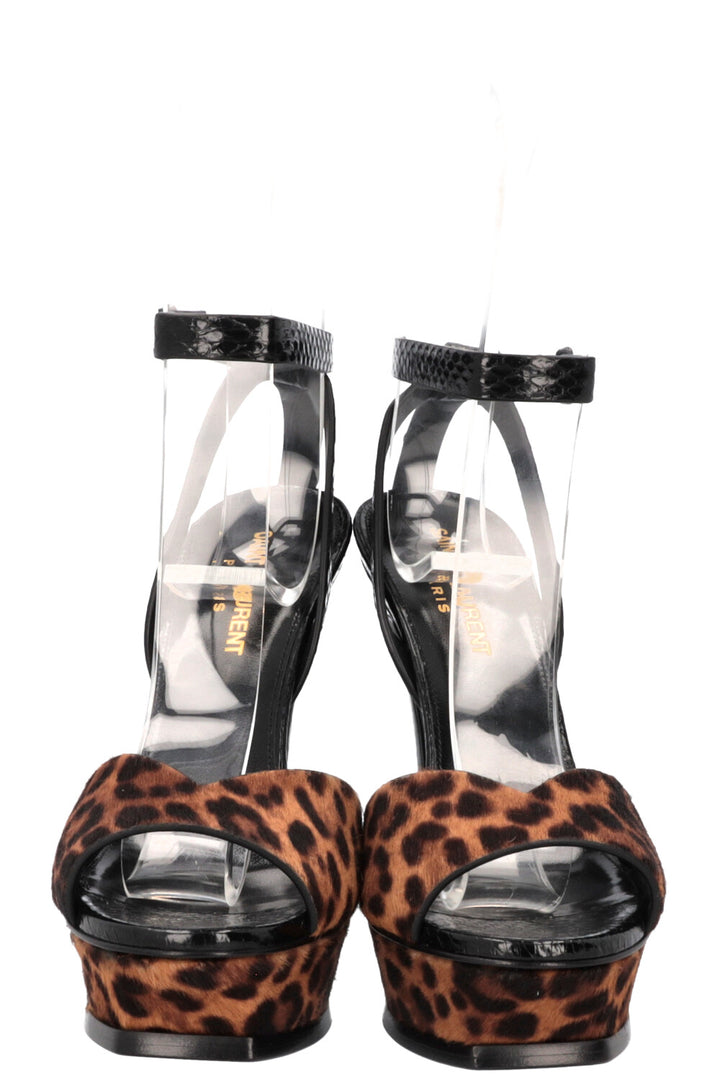 SAINT LAURENT Calf Hair Leopard Plateau Heels