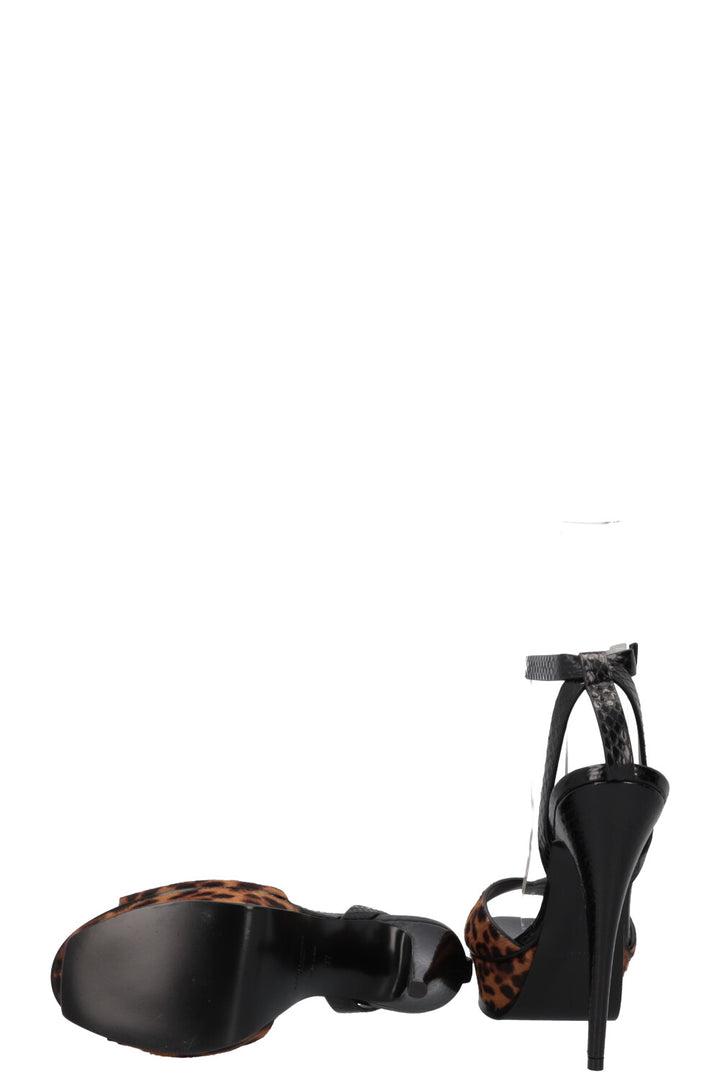 SAINT LAURENT Calf Hair Leopard Plateau Heels