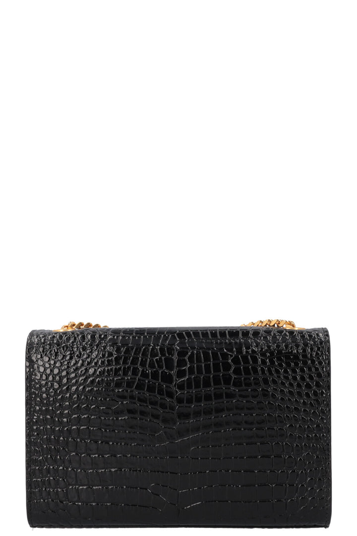 SAINT LAURENT Kate Tassel Croco Embossed WOC Bag Black