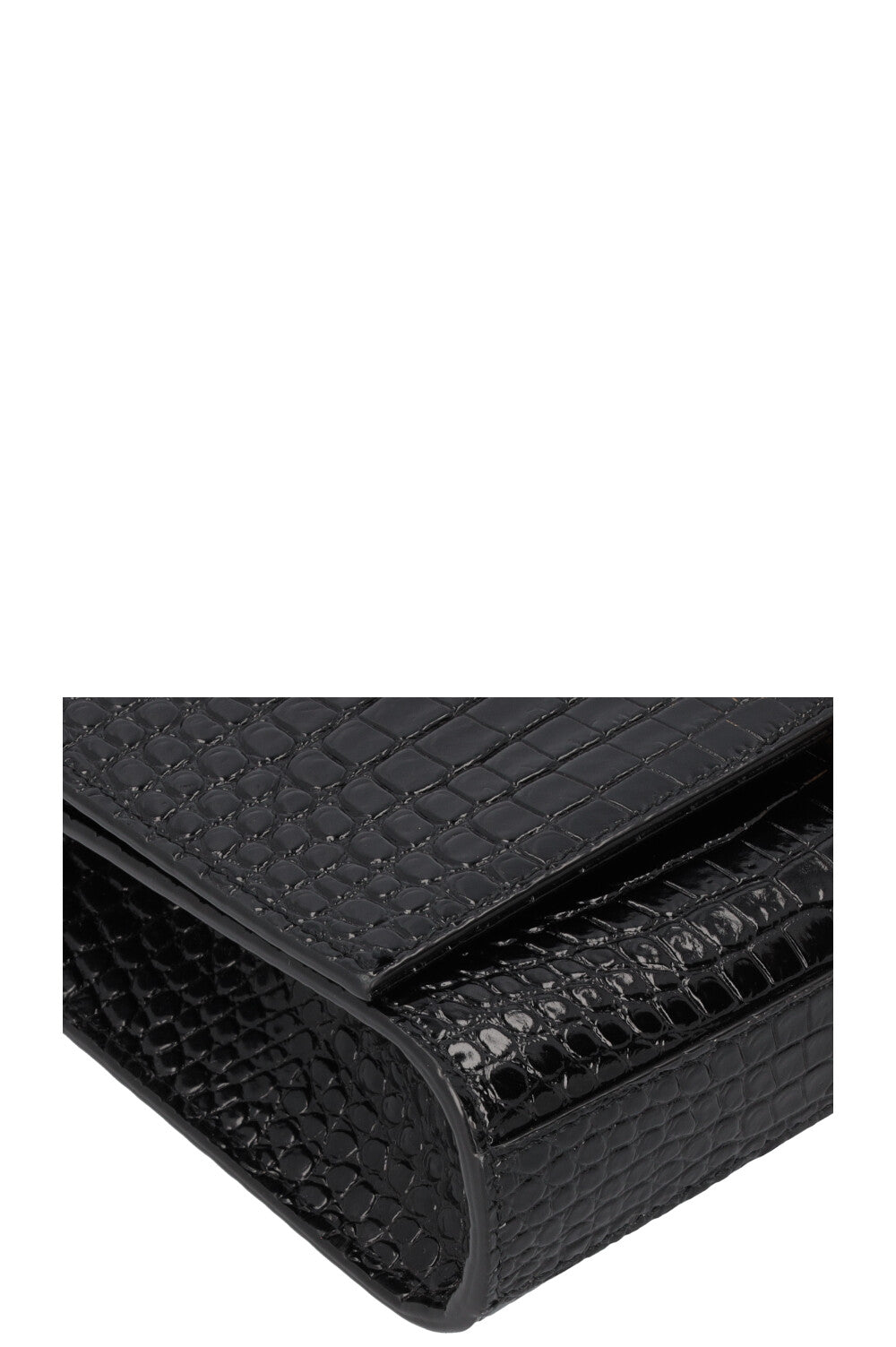 SAINT LAURENT Kate Tassel Croco Embossed WOC Bag Black