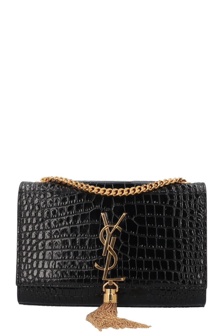 SAINT LAURENT Sac WOC Kate Tassel Croco Embossé Noir