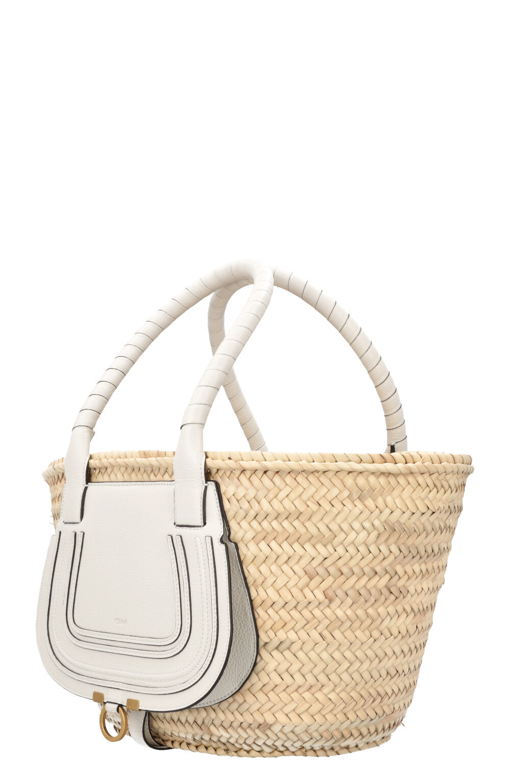 CHLOÉ Medium Marcie Basket Bag Beige White