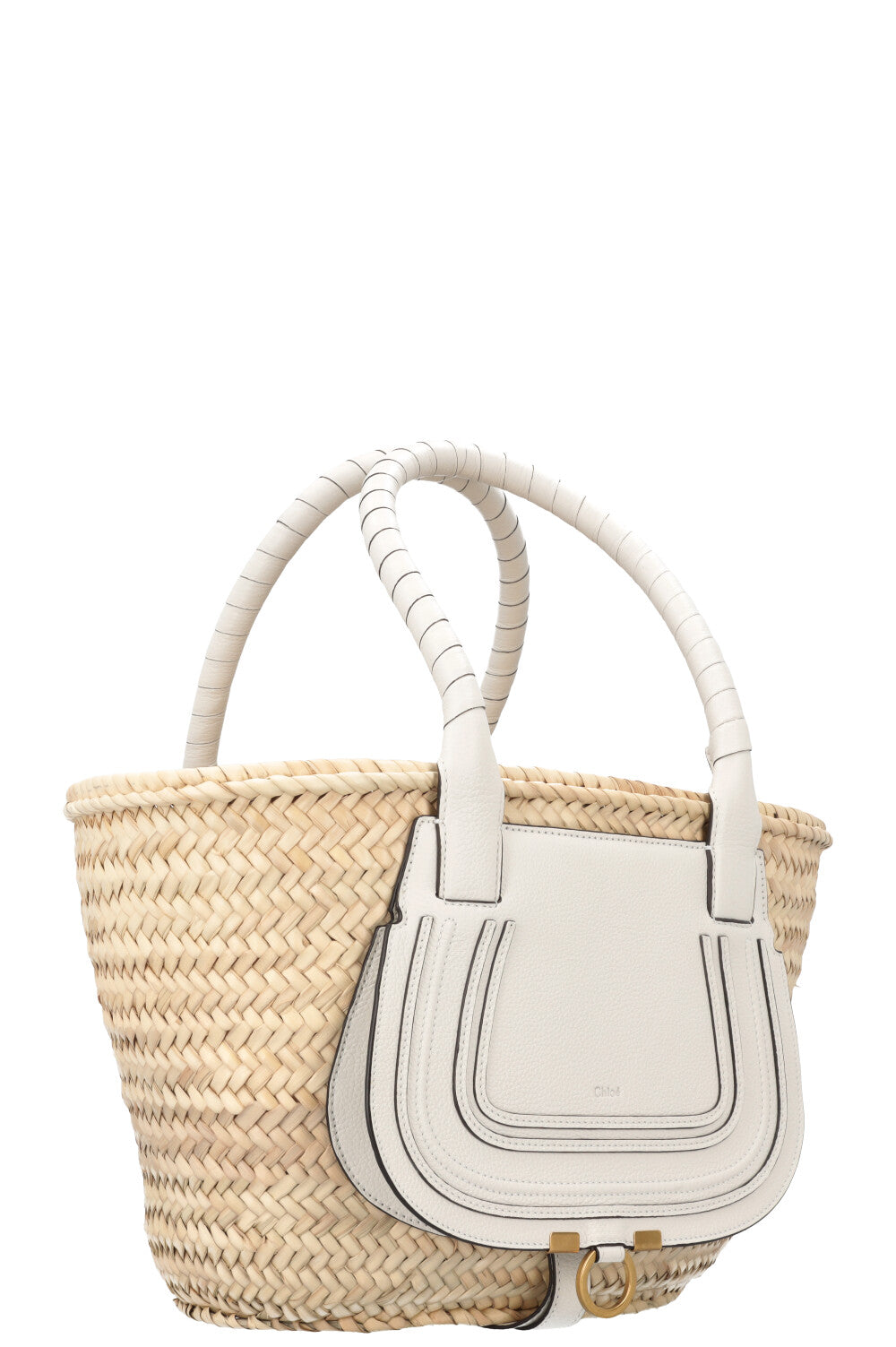 CHLOÉ Medium Marcie Basket Bag Beige White