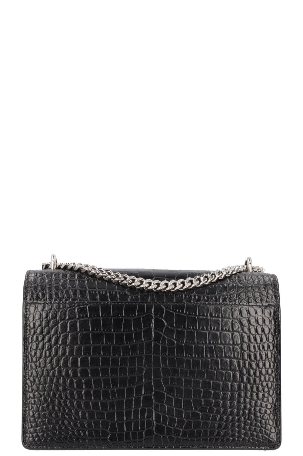 SAINT LAURENT Medium Sunset Croco Embossed Crossbody Bag Black